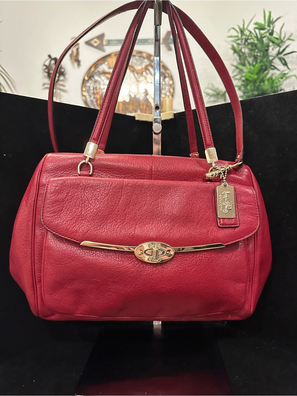 Coach Madison Madeline East/West Satchel/Shoulder Bag  Red Leather